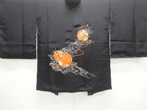 未使用品　鏡裏糸巻き模様一つ紋絵羽織